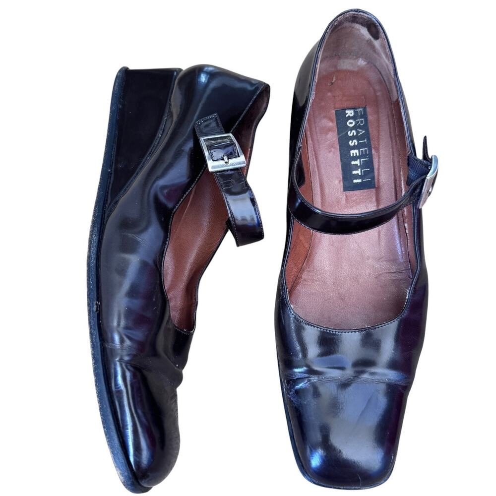 Vintage 1990s Fratelli Rossetti Brown Mary Jane Wedge Shoes Italy 39 USA 8.5